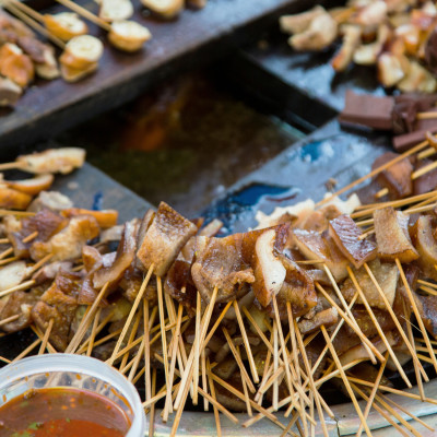 Pig tail- Myanmar street food in Yangon, myanmar, Asia