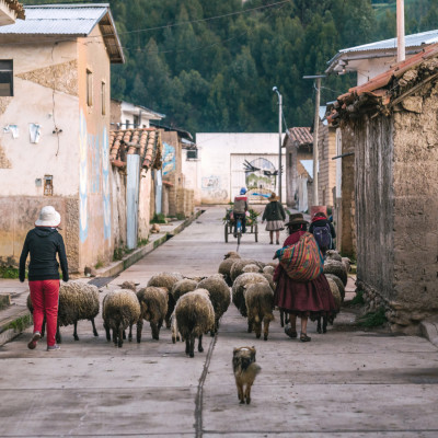 Safety in Peru - Local street life in a village in the Andes of Peru, South America