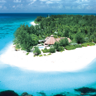 Aerial view of Denis Island Resort in Denis Island, Seychelles