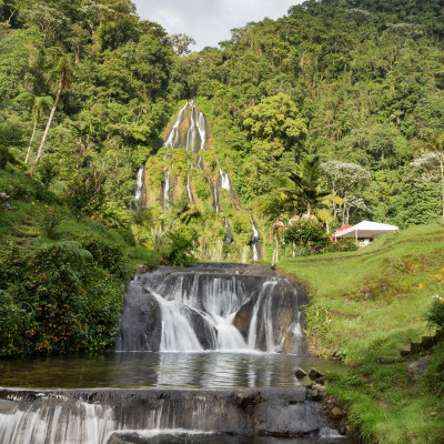 Long exposure waterfall at the Santa Rosa Thermal Spa near Santa Rosa de Cabal in Colombia, South America