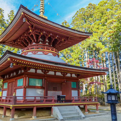 Pagoda of Kongozanmaiin at Danjo Garan Temple in Koyasan area in Wakayama, Japan