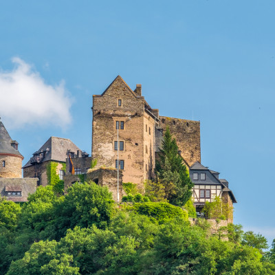 Schonburg Castle at Rhine Valley (Rhine Gorge) near Oberwesel, Germany, Europe