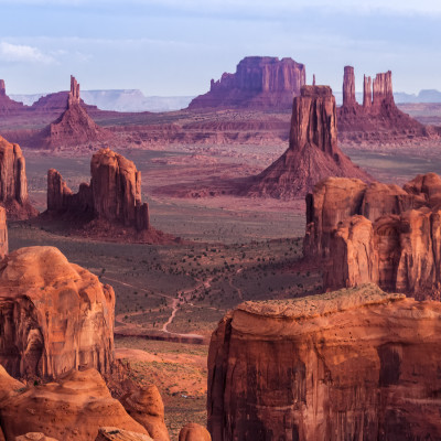 Sunrise in Hunts Mesa navajo tribal majesty place near Monument Valley, Arizona, USA