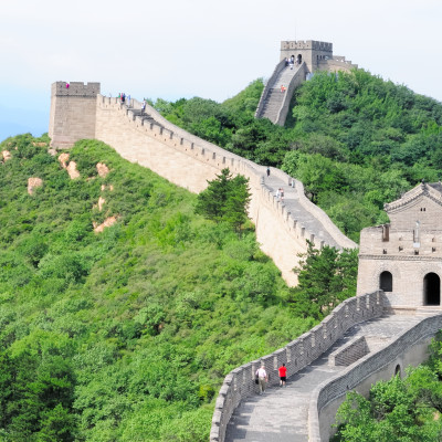 The Chinese great wall at Badaling in the mountains in the north of the capital Beijing