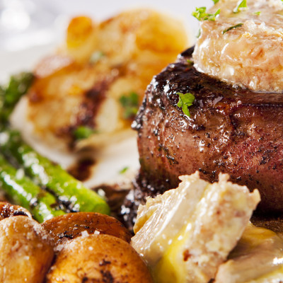 Tournedos Rossini (french steak dish with foie gras and croutons)