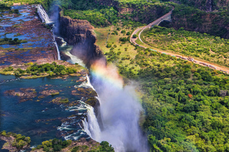 Rainbow over Victoria Falls in Zimbabwe, Africa - Africa Safari and Seychelles Tour