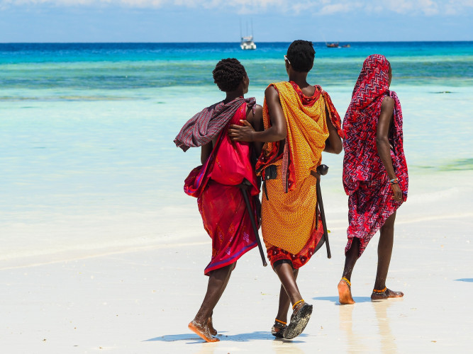 Maasai boys on the shores of Nungwi in Zanzibar