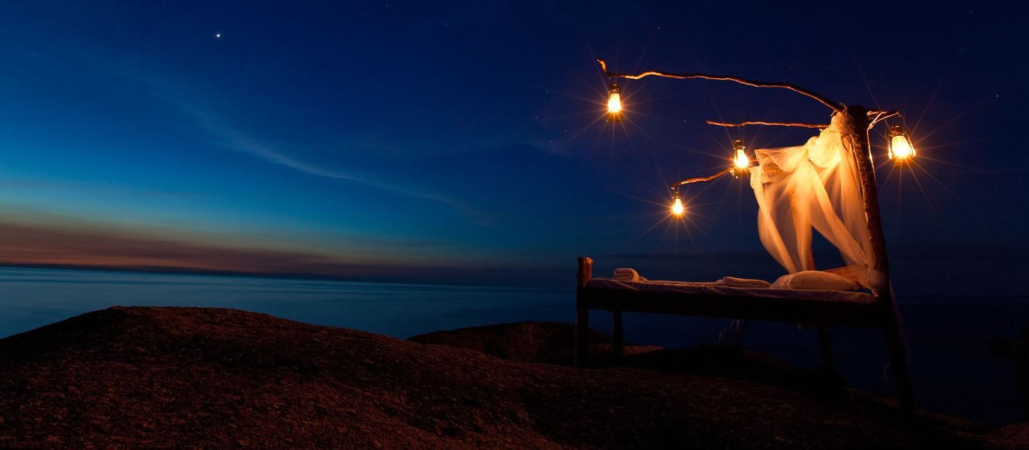 Star bed at Nkwichi Lodge in Lake Malawi, Mozambique