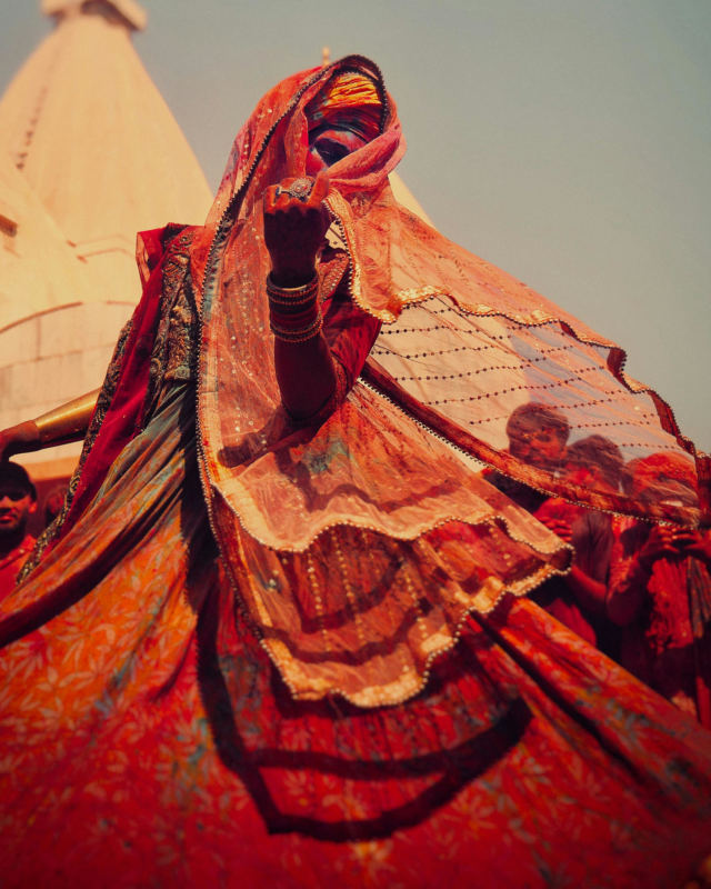 Vibrant Holi Celebration in Nandgaon, India