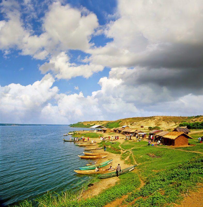 Fishermen at the Kazinga Channel in Queen Elizabeth National Park Uganda