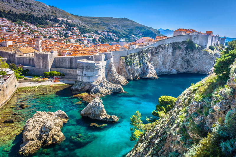 Aerial view at famous european travel destination in Croatia Dubrovnik old town