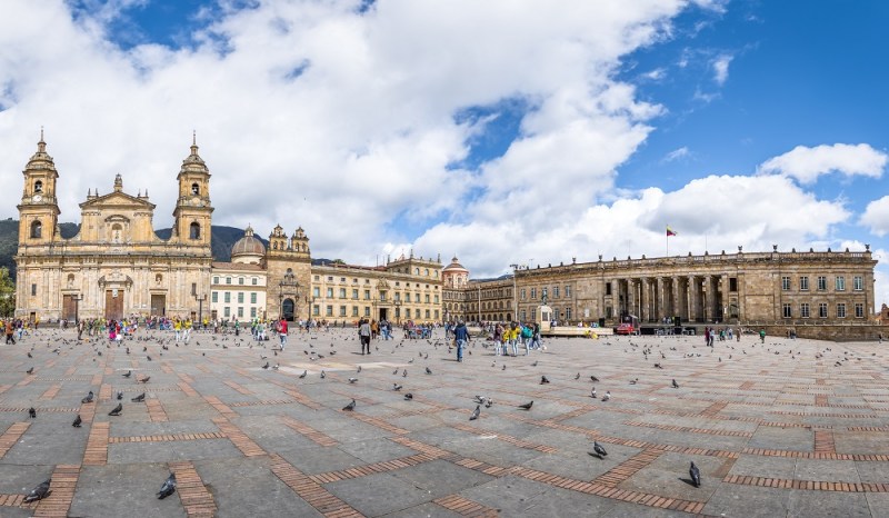 Panoramic view of Bolivar Square, Bogota, Colombia, South America