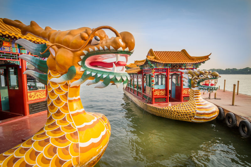 Enchanting Travels China Tours Dragon boat on the Kunming Lake, Beijing, China