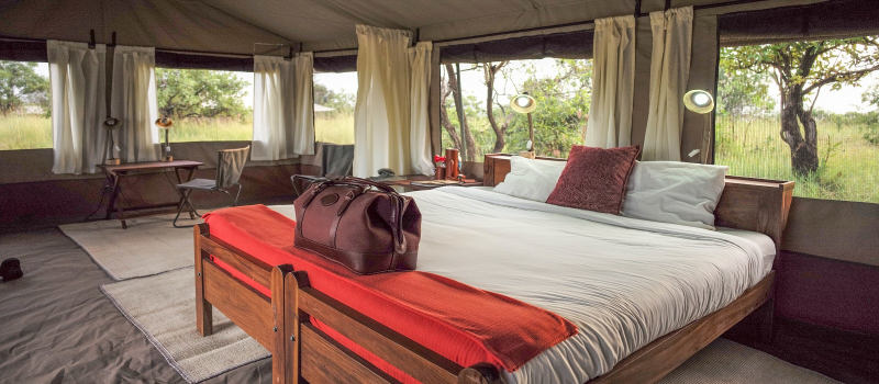 Guest tent at Serengeti Wilderness Camp in Central Serengeti, Tanzania