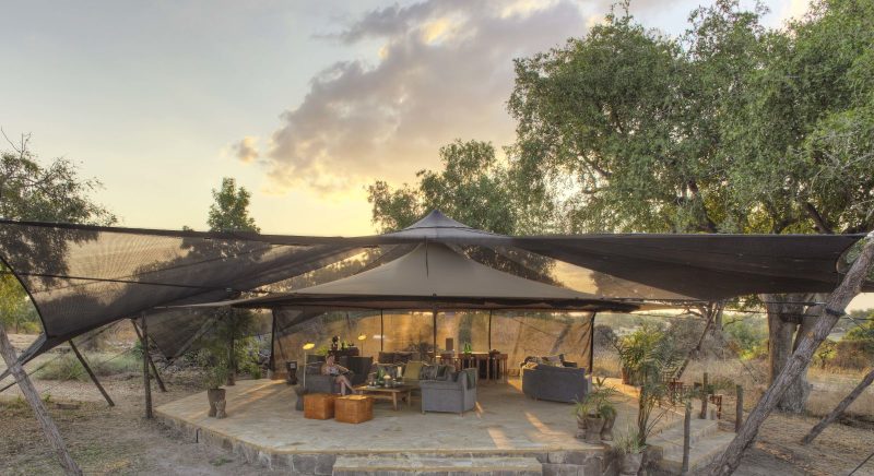 Lounge and bar area at camp Roho Ya Selous
