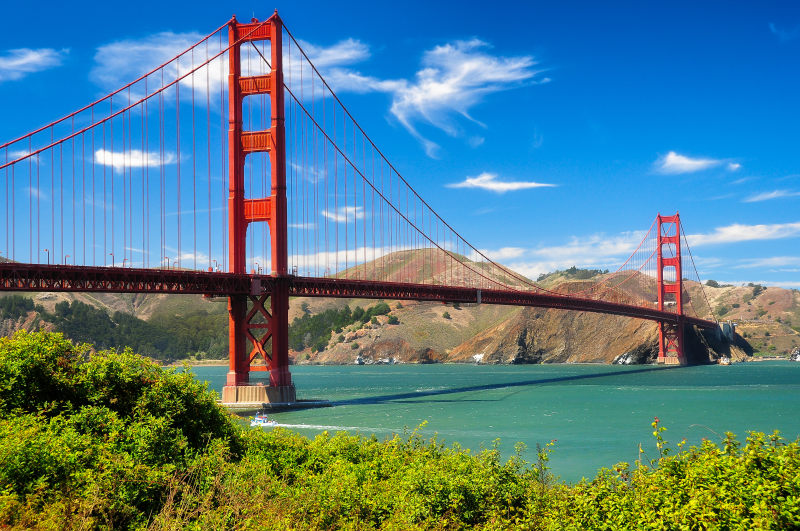 Golden gate bridge vivid day landscape, San Francisco