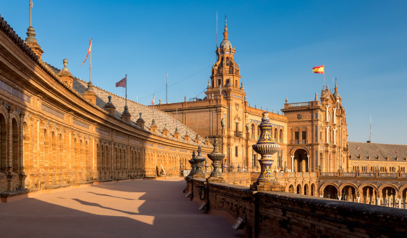 Great city scape in Seville , Spain