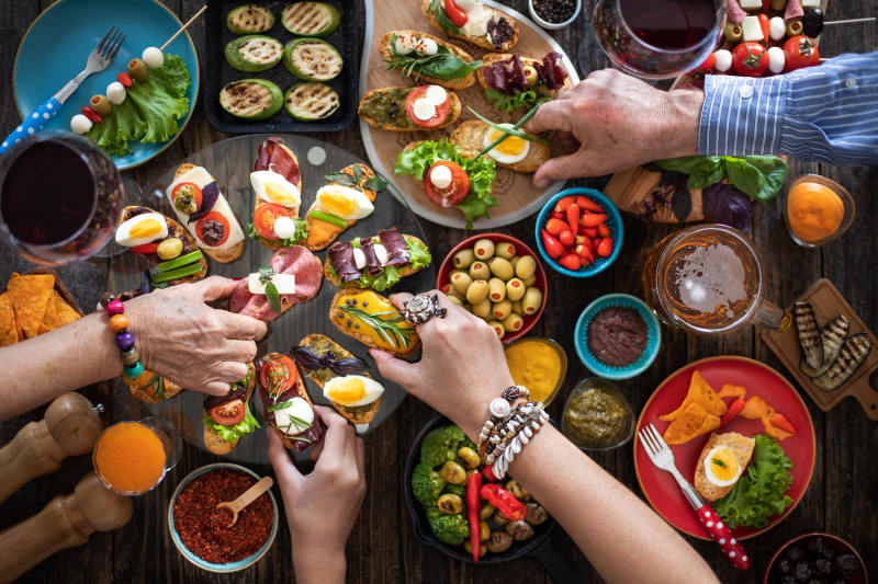 tapas offering family celebration dinner wine