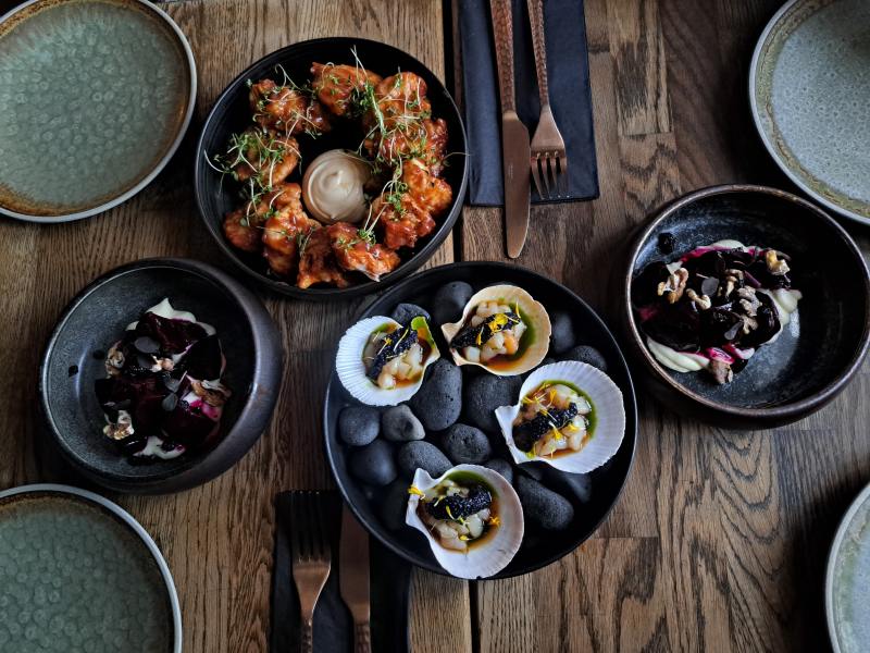 Authentic Icelandic cuisine on rustic stoneware