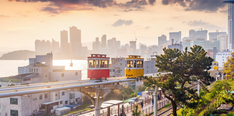Colorful Sky Capsule in Busan, South Korea in Asia
