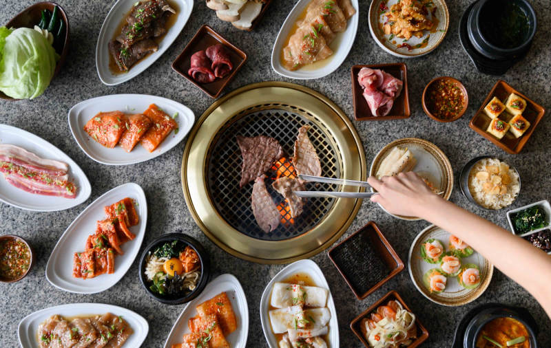 Korean BBQ With Lots of Food