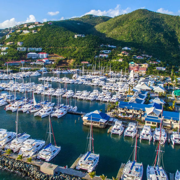Leopard catamarans at charter base in Tortola