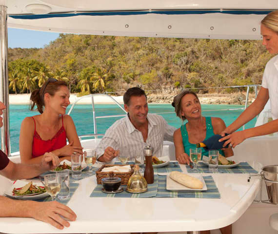 Crew serving family meal