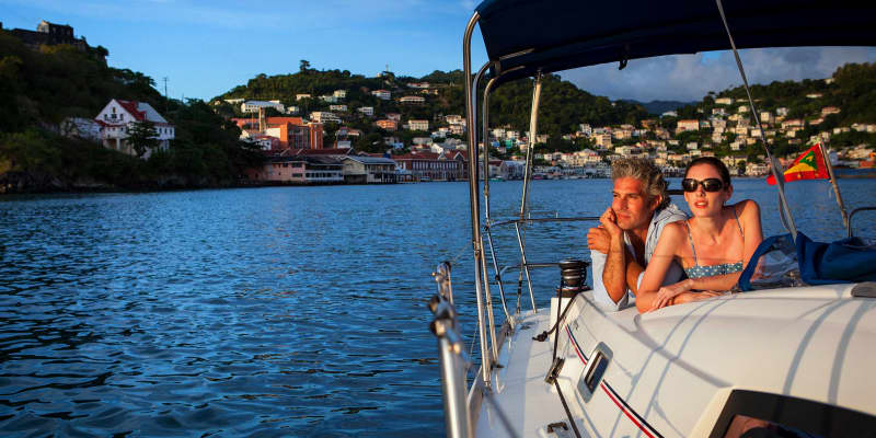 couple on monohull in Grenada