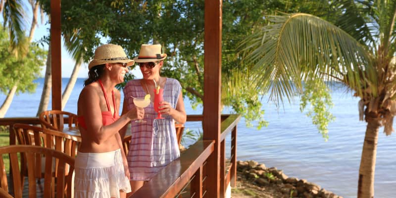 Drinks and fun at Hachet Cay Belize