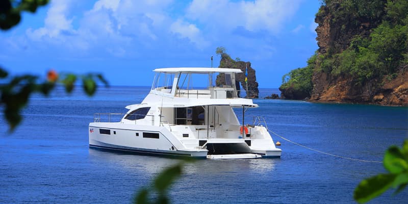 Yacht moored at sea