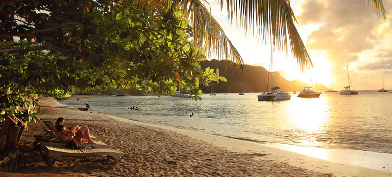 Golden sunset on beach