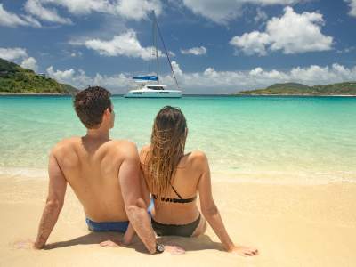 Couple at the beach in the BVI