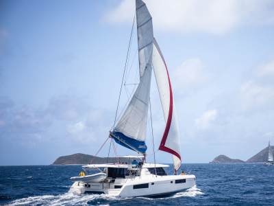 Catamaran at sail in the BVI