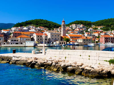 Pučišća Town Waterfront View in Croatia