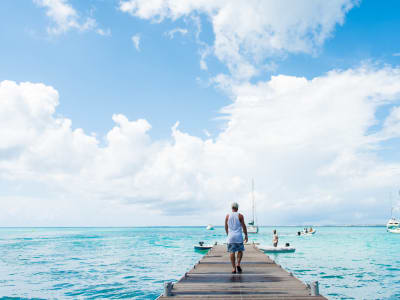 Wooden Dock on Sandy Beach Anguilla