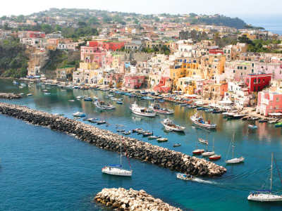 Procida harbour from above
