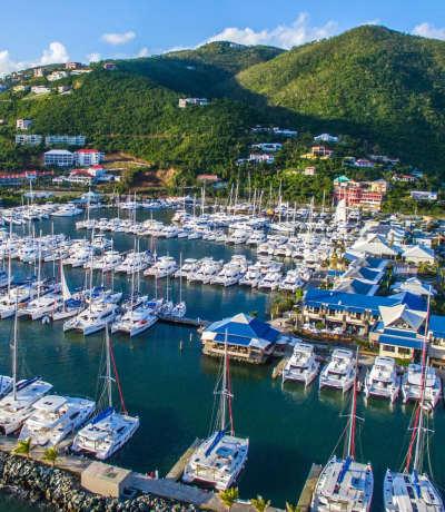 Leopard catamarans at charter base in Tortola