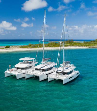 Leopard power and sail cats rafted up