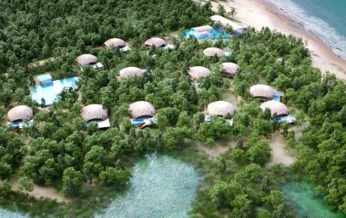 Vogelperspektive von Chena Huts im Yala, Sri Lanka