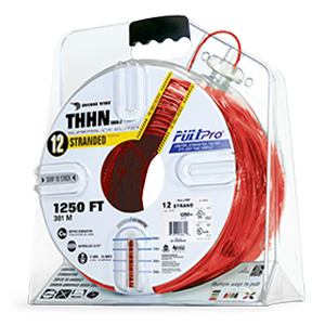 Product image for Encore 106100803455 THHN #12 Stranded RED Wire, Copper Conductor, 1250ft PullPro® Packaging