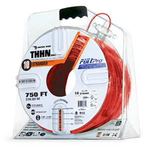 Product image for Encore 106100903445 THHN #10 Stranded RED Wire, Copper Conductor, 750ft PullPro® Packaging