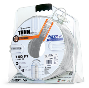 Product image for Encore 106100902445 THHN #10 Stranded WHITE Wire, Copper Conductor, 750ft PullPro® Packaging
