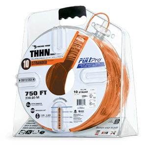 Product image for Encore 106100907445 THHN #10 Stranded ORANGE Wire, Copper Conductor, 750ft PullPro® Packaging
