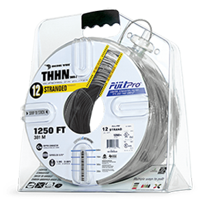 Product image for Encore 106100811455 THHN #12 Stranded GRAY Wire, Copper Conductor, 1250ft PullPro® Packaging