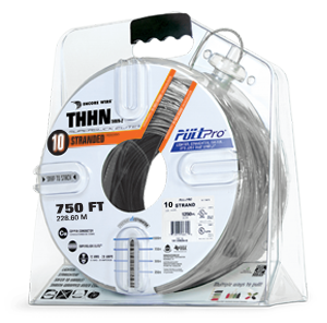 Product image for Encore 106100911445 THHN #10 Stranded GRAY Wire, Copper Conductor, 750ft PullPro® Packaging