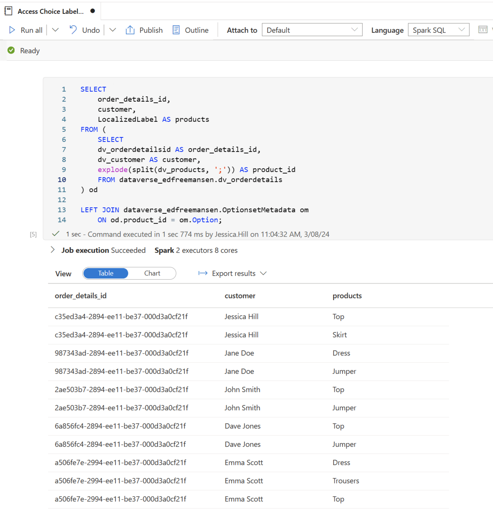 Accessing multi-select choice labels in Synapse Link for Dataverse