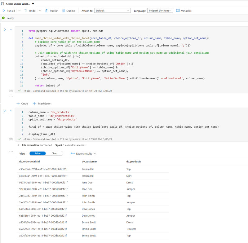 Accessing multi-select choice labels in Synapse Link for Dataverse
