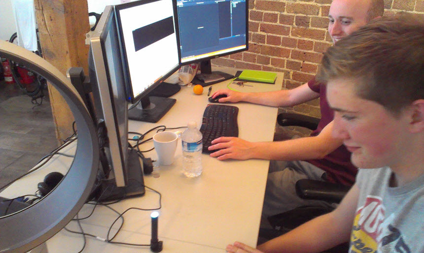 Jack and Richard programming a Busylight