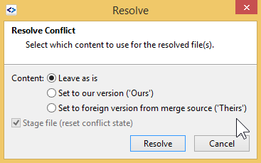 resolve dialog