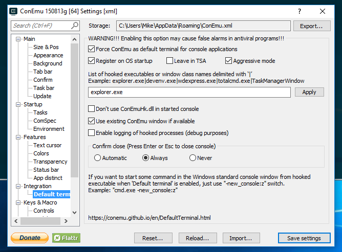 ConEmu  Configuring Cmd Prompt